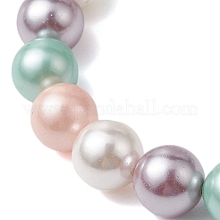 8mmラウンドポリッシュシェルパールストレッチブレスレット  カラフル  内径：2-3/8インチ（6.1cm）&nbsp;BJEW-JB10878-01