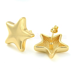 ラックメッキ真鍮スタースタッドピアス  長持ちメッキ  カドミウムフリー＆鉛フリー  18KGP本金メッキ  20x20mm&nbsp;EJEW-P242-05G