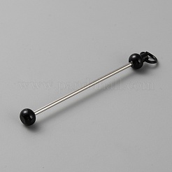 ジュエリー作り diy 工芸品用の鉄の棒ビーズキーホルダー  プラチナ  ブラック  7.8cm&nbsp;IFIN-SZC0005-01A-05