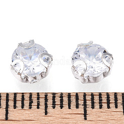 縫い付けラインストーン  真鍮製爪付き台座付き  フラットラウンド  ニッケルフリー  プラチナ  5.5x4mm  穴：0.8~1mm  約1440個/セット&nbsp;KK-T070-03P-A