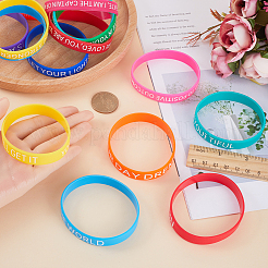 20Pcs 20 Style Motivational Quotes Silicone Cord Bracelets Wristbands&nbsp;BJEW-WH0020-51A