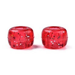 クリアアクリルヨーロピアンビーズ  グリッターパウダー付き  大穴ビーズ  ロンデル  ミックスカラー  9x6.5mm  穴：4mm&nbsp;X-TACR-T010-002