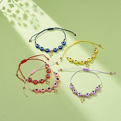 Brass Tiny Cross Charms Braided Beaded Bracelets for Women&nbsp;BJEW-JB08743