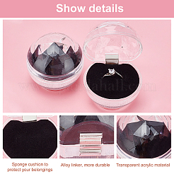 透明なプラスチックリングボックス  ジュエリーディスプレイウェディングパッケージ収納ケースオーガナイザー  ブラック  5.2x4.9cm  24個/箱&nbsp;OBOX-CA0001-003