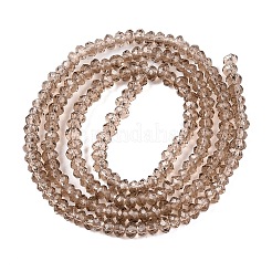 ガラスビーズ連売り  多面カット  ロンデル  淡い茶色  2.3~2.7x2mm  穴：0.4mm  約135~140個/連  26~27cm&nbsp;EGLA-A044-T1mm-D16