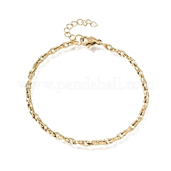 3mm 304ステンレススチール製ツイストオーバルリンクチェーンブレスレット（男女兼用）  イオンプレーティング（ip）  ゴールドカラー  6.69インチ（17cm）&nbsp;SA-CBAB767-17A-G