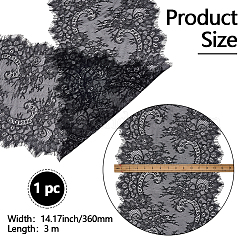 ナイロンフラワーレースリボン  洋服アクセサリー  ブラック  14-1/8インチ（360mm）&nbsp;OCOR-WH20013-010B