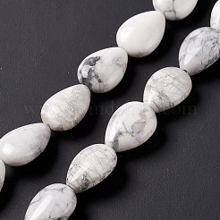 天然石ハウライトビーズ連売り  ティアドロップ  18~19x13~14x7.5~8mm  穴：1.2mm  約22個/連  15.35''~15.75''（39~40センチメートル）&nbsp;G-L242-13