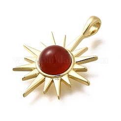 Brass Pave Natural Carnelian(Dyed & Heated) Pendants&nbsp;X-KK-Q043-17G