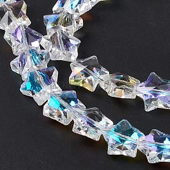 カット加工ガラスビーズ連売り  透明  スター  13x13.5x7mm  穴：1mm  約60個/連  27.17''（69センチメートル）&nbsp;EGLA-E030-01D