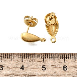 304ステンレススチールスタッドイヤリング金具  イオンプレーティング（ip）  ティアドロップ  14KGP本金メッキ  12x6mm  穴：1.4mm  ピン：0.8x10.5mm&nbsp;STAS-H233-32G