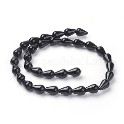 Grade A Natural Black Onyx Beads Strands&nbsp;G-G731-06-12x8mm-01