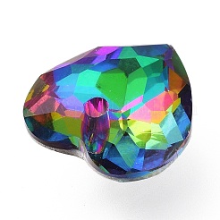 ガラスラインストーンチャーム  バックメッキ  多面カット  ハート  火山  8x8x4mm  穴：1mm&nbsp;X-RGLA-A024-A02-001VO