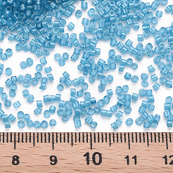 蛍光色透明ガラスシリンダービーズ  シードビーズ  焼き付け塗料  丸い穴  ドジャーブルー  1.5~2x1~2mm  穴：0.8mm  約8000個/袋  約1ポンド/バッグ&nbsp;SEED-S047-Q-001