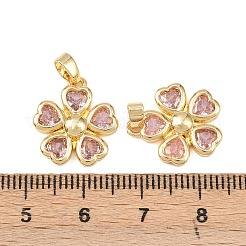 真鍮製マイクロパヴェキュービックジルコニアペンダント  花  18KGP本金メッキ  16.5x15x4mm  穴：5x3mm&nbsp;KK-C248-08G