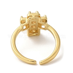 Cross Brass Micro Pave Clear Cubic Zirconia Open Cuff Rings&nbsp;RJEW-U008-20G
