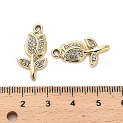 合金クリスタルペンダント  ラインストーン付き  花のチャーム  ゴールドカラー  23.5x12x3mm  穴：1.8mm&nbsp;FIND-I043-03G