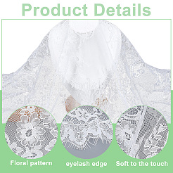 ナイロンレース生地  服装アクセサリー  ホワイト  390~415x0.3mm  3m / pc&nbsp;DIY-WH0899-814
