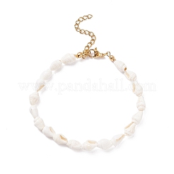 ナチュラルシェルビーズブレスレット  女性のための夏のビーチジュエリー  フローラルホワイト  7-5/8インチ（19.5cm）&nbsp;BJEW-JB08162