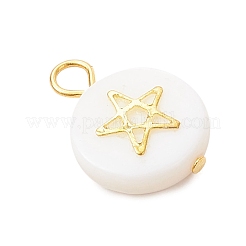 3Pcs 3 Styles Natural Freshwater Shell Flat Round Charms&nbsp;PALLOY-JF04018-02