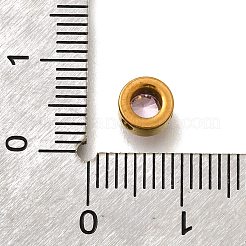 304ステンレススチールラインストーンビーズ  18KGP本金メッキ  クロスドリルラウンド  ライトローズ  6x4mm  穴：1.2mm&nbsp;STAS-D310-05G-03