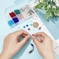 DIYロゼイジュエリー製作キット  ラインストーン ディスコ ボール & ガラス パール ビーズを含む  クロス合金ペンダント＆ハンガー  304ステンレススチール丸カン  ミックスカラー  376個/箱&nbsp;DIY-AR0002-78