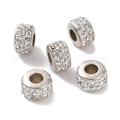 プラチナカラーコアccbプラスチックヨーロピアンビーズ  ラインストーン付き  大穴ビーズ  コラム  クリスタル  10.5x7mm  穴：4.8mm&nbsp;FIND-H044-01A-P