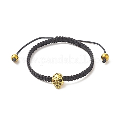 4Pcs 4 Color Synthetic Hematite & Alloy Skull Braided Bead Bracelets Set&nbsp;BJEW-JB09215