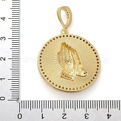 Brass Micro Pave Clear Cubic Zirconia Pendants&nbsp;KK-M319-21G