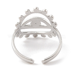 女性用304ステンレススチールオープンカフリング  ラインストーン付き  目  ステンレス鋼色  20mm  内径：18.5mm&nbsp;RJEW-F166-02P-01