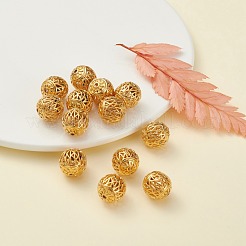 中空真鍮ビーズ  ラウンド  18KGP本金メッキ  13x14mm  穴：1.6mm&nbsp;KK-L184-75B