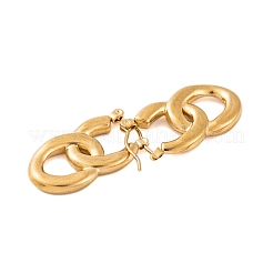 イオンプレーティング（IP）304ステンレススチールフープピアス（女性用）  ダブルオーバル  18KGP本金メッキ  27x15.5mm&nbsp;EJEW-P279-28G