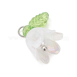 5個透明アクリルパーツ  ユリの花のチャーム  ステンレス鋼色  12.5x13.5x11mm  穴：1.8mm&nbsp;PALLOY-JF04703-02