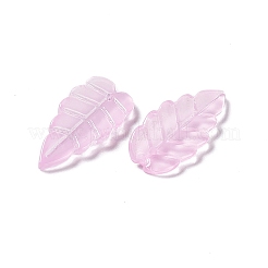電気メッキガラスペンダント  葉のチャーム  プラム  23x10x3mm  穴：1.2mm&nbsp;LS-EGLA-H102-05G