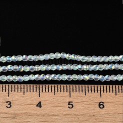 電気メッキガラスビーズ連売り  多面カット  半分メッキ  ABカラーメッキ  ラウンド  透明  2mm  穴：0.6mm  約197個/連  14.17''（36センチメートル）&nbsp;LS-EGLA-P055-01A-AB01
