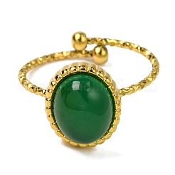 Oval Natural Dyed & Heated Green Onyx Agate Finger Rings&nbsp;RJEW-Q822-55G-01