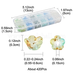 420色のフロスト透明アクリルビーズ6個  花  金箔  ミックスカラー  5.5~6x3mm  穴：1.5mm  70個/カラー&nbsp;OACR-FS0002-17A