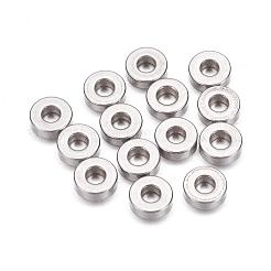 変色しにくい304ステンレススチールスペーサービーズ  フラットラウンド  ステンレス鋼色  7x2mm  穴：2.7mm&nbsp;STAS-F117-50P