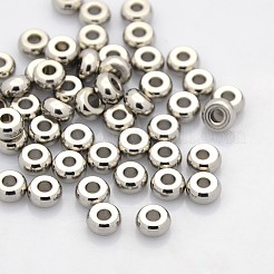 変色しにくいロンデル 304 ステンレススチールビーズ  ステンレス鋼色  6x3mm  穴：2mm&nbsp;STAS-N044-23