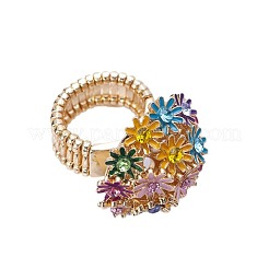 Flower Alloy with Rhinestone Enamel Finger Rings for Women&nbsp;FS-WG3A5AD-01