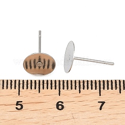 Non-Tarnish 304 Stainless Steel Flat Round Blank Peg Stud Earring Findings&nbsp;A-STAS-S028-37