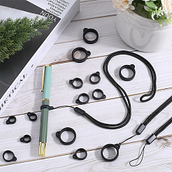 40Pcs 4 Style Silicone Rings with 10Pcs Adjustable Necklace Lanyard Anti-Lost Pendant Holder&nbsp;DIY-GF0008-10