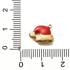 クリスマス 304 ステンレススチール レッド エナメル チャーム  クリスマスの帽子のチャーム  14KGP本金メッキ  9x12x2.5mm  穴：1.2mm&nbsp;STAS-L022-469G