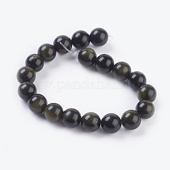 Natural Golden Sheen Obsidian Beads Strands&nbsp;L-G-C076-8mm-5