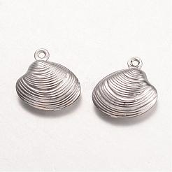 変色しない316サージカルステンレスペンダント  シェル  ステンレス鋼色  14x13.5x3mm  穴：1mm&nbsp;X-STAS-K096-24P