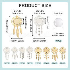 DIY Blank Dome Woven Net/Web with Feather Alloy Pendant Making Kits&nbsp;DIY-TA0011-22