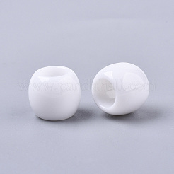 アクリルヨーロピアンビーズ  大穴ビーズ  バレル  ホワイト  9x8mm  穴：5mm&nbsp;X-MACR-Q230-03A