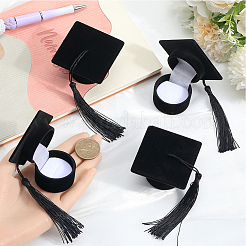 4Pcs Doctoral Hat Shaped Velvet Jewelry Ring Storage Boxes&nbsp;CON-SC0001-18A