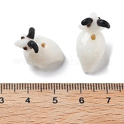 手作りランプワークビーズ  ヤギ  ホワイト  13~15x11.5~13x21.5~22.5mm  穴：2mm&nbsp;LAMP-B027-03