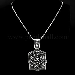 304 Stainless Steel Cross Knight Pendant Box Chain Necklaces for Men&nbsp;FS-WG71F72-01